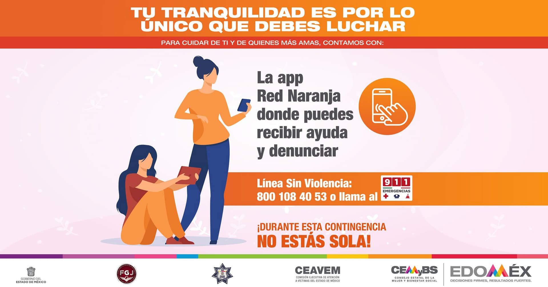 Los casos de violencia también se pueden denunciar a través de la app Red Naranja | Foto: Gobierno Edomex 