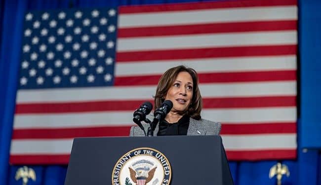 “Con Kamala Harris, está bien que los liberales vuelvan a ser patrióticos”, proclamaba un titular del HuffPost. Eso lo resume bastante bien. Foto: Wikimedia.