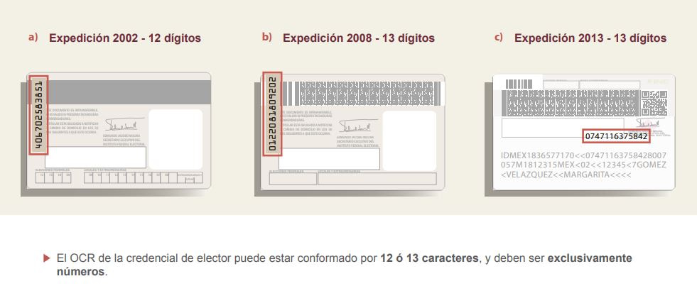 número de identificación credencial de elector INE