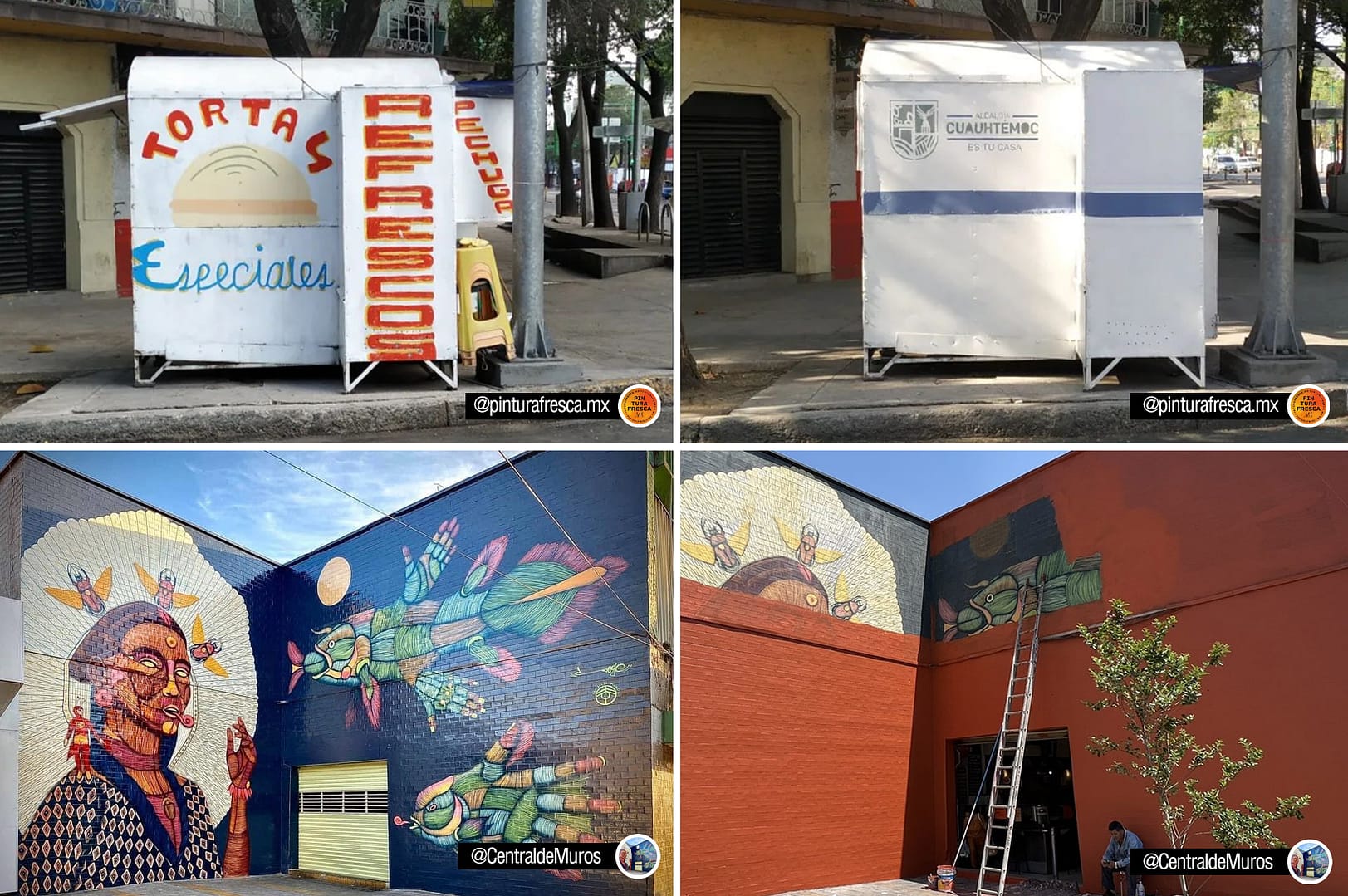 Murales y rótulos en la Cuauhtémoc son remplazados por logos del gobierno portada full