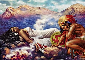 Leyenda de Popocatépetl e Iztaccíhuatl cómo nacieron los volcanes portada