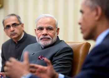 El deseo de socavar al estado laico viene de mucho antes de Modi. Foto: Pete Souza. http://www.whitehouse.gov/blog/2014/09/30/president-obama-meets-indian-prime-minister-narendra-modi. Wikimedia.