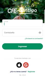 Así luce la página de inicio de la aplicación CFE Contigo, en la cual podrás consultar tu recibo de luz en línea / imagen: datanoticias.com