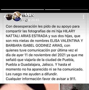 Mensaje de la madre de la desaparecida