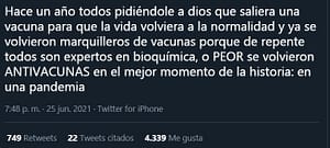 En Twitter se dividen los comentarios a favor y en contra de la vacuna 