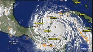 Huracán Gilberto toco tierra en dos ocasiones de manera muy intensa. foto: The Weather Channel