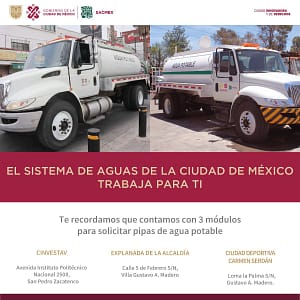 Una alternativa para reducir los efectos de la reducción de agua en la CDMX es solicitar una pipa de agua gratuita / imagen: Twitter del DIF