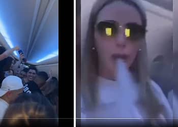 Los jóvenes organizaron una fiesta sin cubrebocas dentro del avión privado | Foto: Captura de pantalla