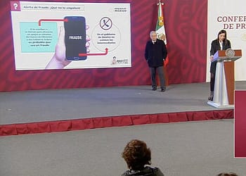 Durante la conferencia se alertó de un nuevo fraude en el que se hacen pasar por personal del Banco del Bienestar | Foto: Twitter Banco del Bienestar