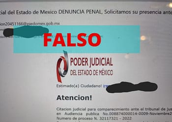El asunto indica: “DENUNCIA PENAL. Solicitamos su presencia” para anunciar un supuesto citatorio | Foto: Twitter Irene Levy
