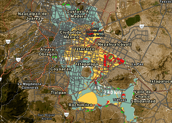 El Atlas de Riesgos de la CDMX ofrece un mapa donde es posible conocer cuáles son las colonias con mayor riesgo de hundimiento. FOTO: Atlas de Riesgo CDMX