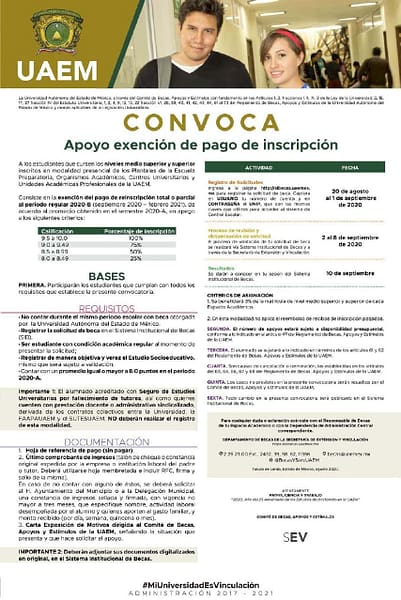 Convocatoria para las becas UAEMex
