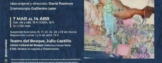 El viaje de Bretón. Cien años de surrealismo tiene una corta temporada en el Teatro del Bosque (Julio Castillo), de Chapultepec, que concluye el 14 de abril. Foto: https://www.mexicoescultura.com/actividad/285858/el-viaje-de-breton-cien-anos-de-surrealismo.html