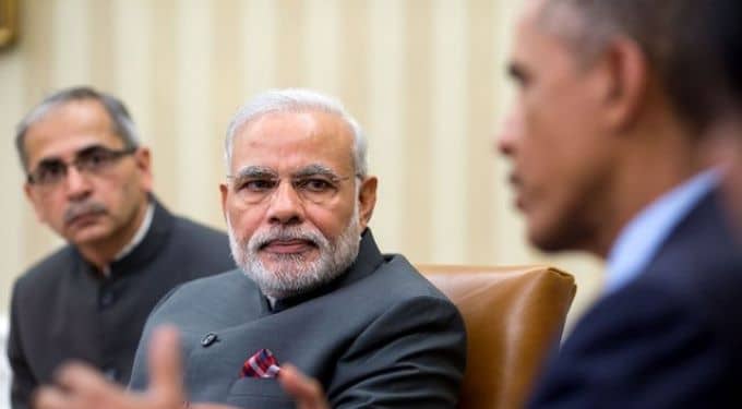 El deseo de socavar al estado laico viene de mucho antes de Modi. Foto: Pete Souza. http://www.whitehouse.gov/blog/2014/09/30/president-obama-meets-indian-prime-minister-narendra-modi. Wikimedia.