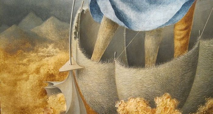 Detalle de "La Huida",  Remedios Varo, 1961. Museo de Arte Moderno. Foto: Wikimedia.
