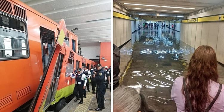 Desde incendios, choques, inundaciones y el desplome de vagones; han sido los incidentes en el Metro durante el gobierno de Claudia Sheinbaum | Foto: Twitter