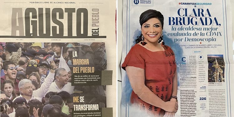 A la antigüita, Adan Augusto y Clara Brugada se promocionan en periódicos propios portada