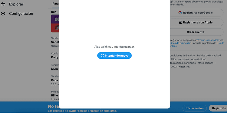 Google Chrome falla y no permite que cibernautas ingresen a Twitter. Imagen: Data Noticias.