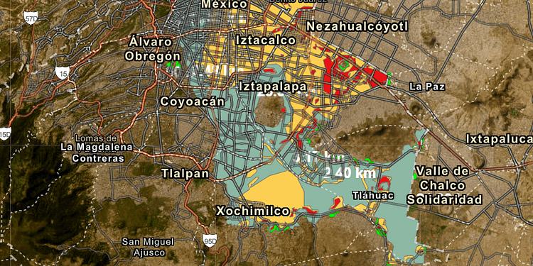 El Atlas de Riesgos de la CDMX ofrece un mapa donde es posible conocer cuáles son las colonias con mayor riesgo de hundimiento. FOTO: Atlas de Riesgo CDMX