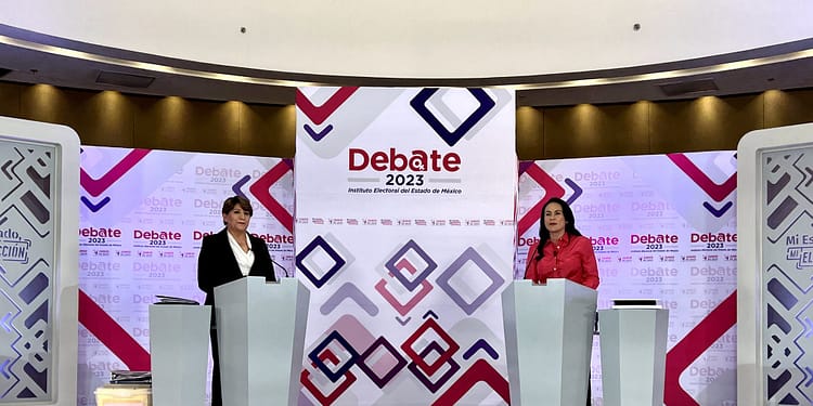 Alejandra del Moral y Delfina Gómez, candidatas por la gubernatura del Estado de México 2023. Imagen: IEEM.