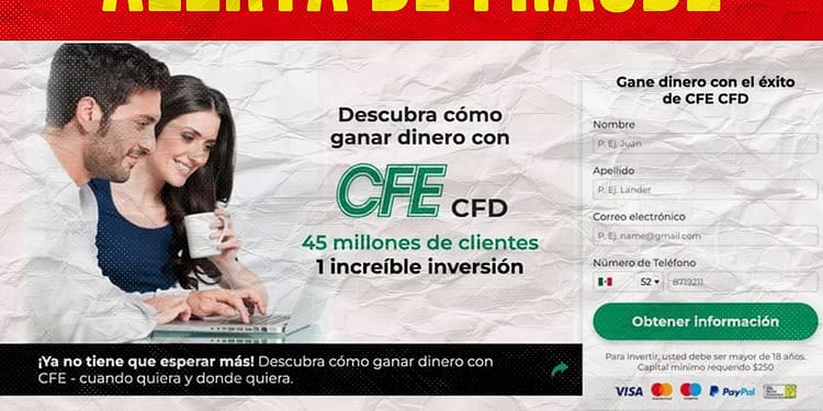 Invertir en CFE Así opera el fraude que te roba 250 dólares portada