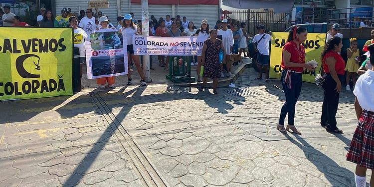 Ciudadanos salen a las calles para expresar su rechazo hacia proyectos que exploten las reservas naturales de Puerto Escondido.
Imagen: Salvemos Colorada.