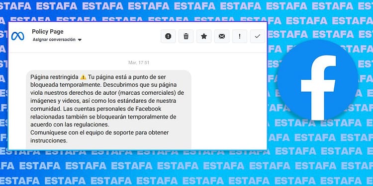 Estafa de reporte de Facebook Por qué me llegan mensajes a mi página PORTADA
