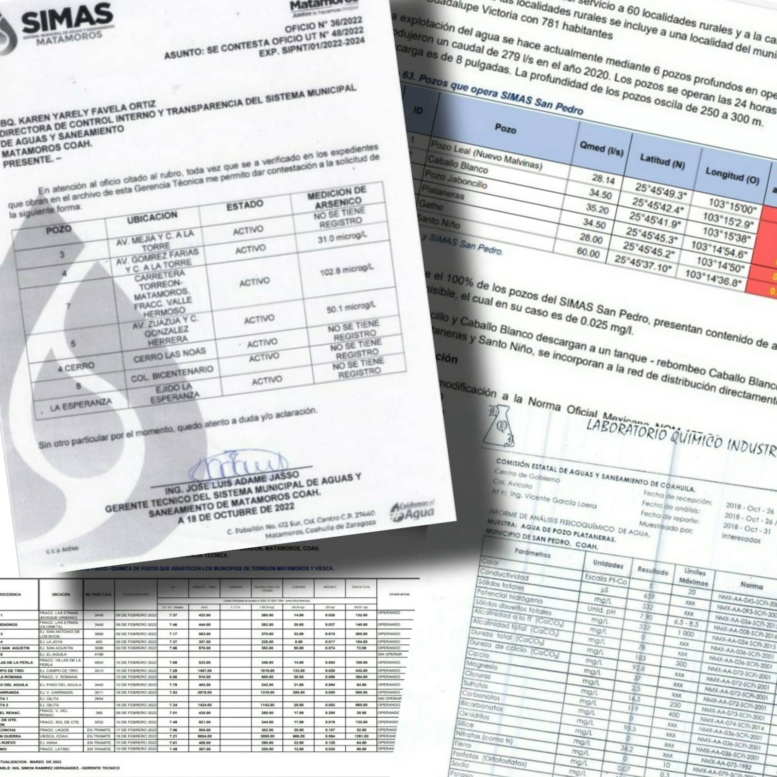A través de solicitudes de transparencia y los propios registros de la Conagua fue posible contrastar los niveles de arsénico en los sistemas operadores. Crédito: Collage especial. 