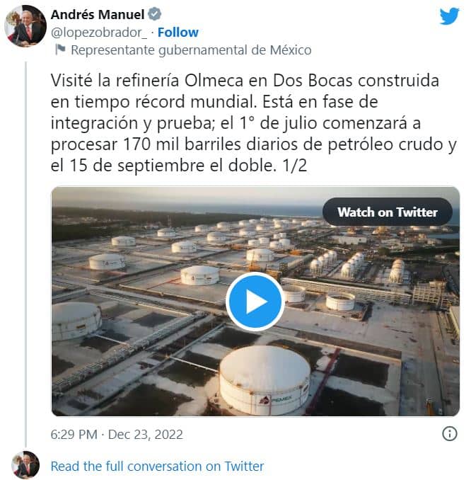 Se acaba el año y Dos Bocas no ha refinado su primer barril 9