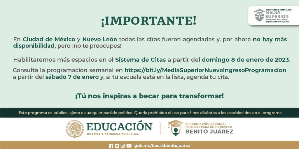 cita becas Benito Juárez 2022