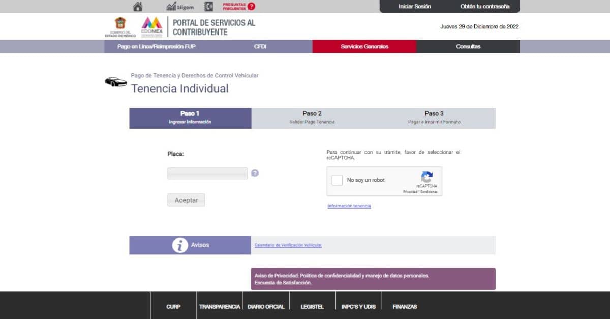 formato de pago tenencia Edomex 2023