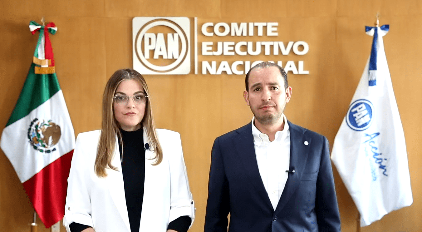 Marko Cortés, presidente del PAN, comunica que el partido político no tiene relación alguna con Genaro García Luna. FOTO: @MarkoCortes