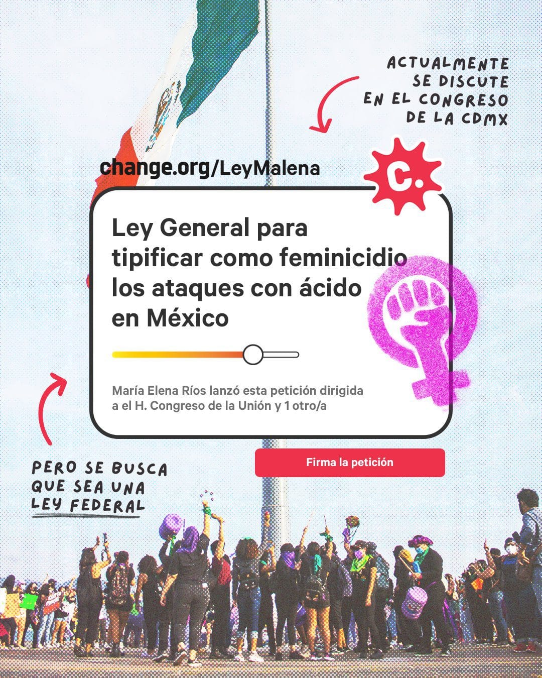 En las últimas semanas esta petición también se ha difundido en redes sociales con el hashtag Ley Malena Foto: Twitter Change.org