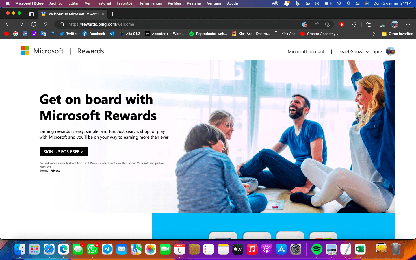 Página de registro de Bing Rewards Foto: Datanoticias