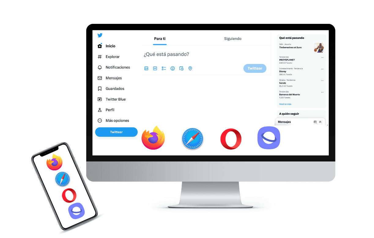 Google Chrome no permite abrir Twitter acceder a tu cuenta con ayuda de otros navegadores.