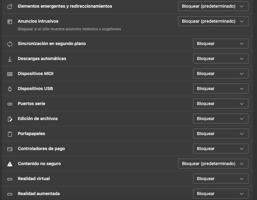 Permisos que solicita el sitio Foto: Captura de pantalla