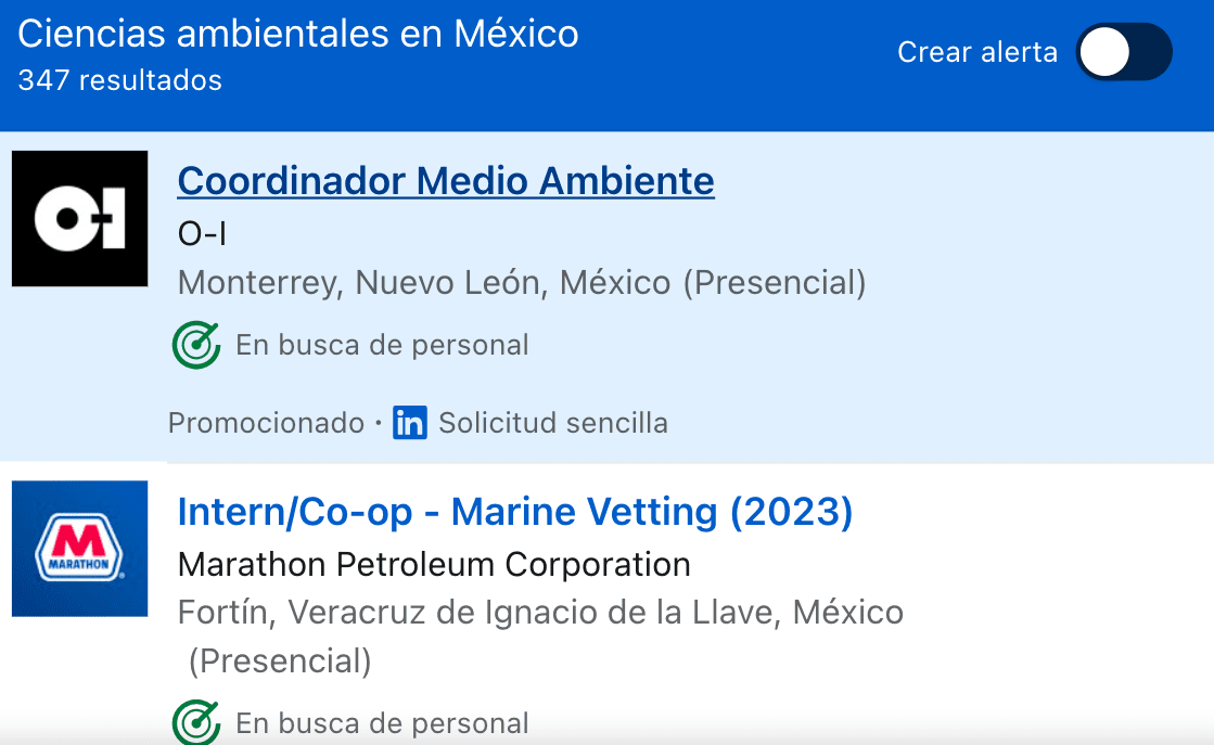 Empleos de Ciencias ambientales Foto: LinkedIn