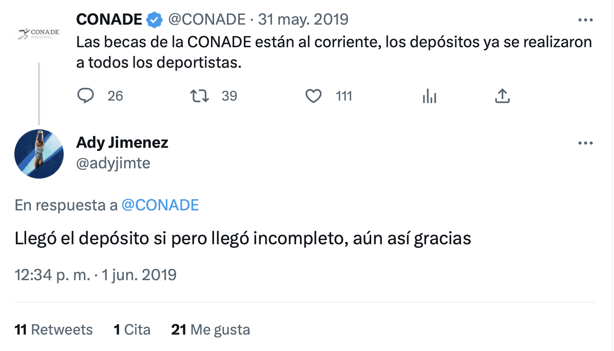 Conade reporta pagos completos y para todos los deportistas.