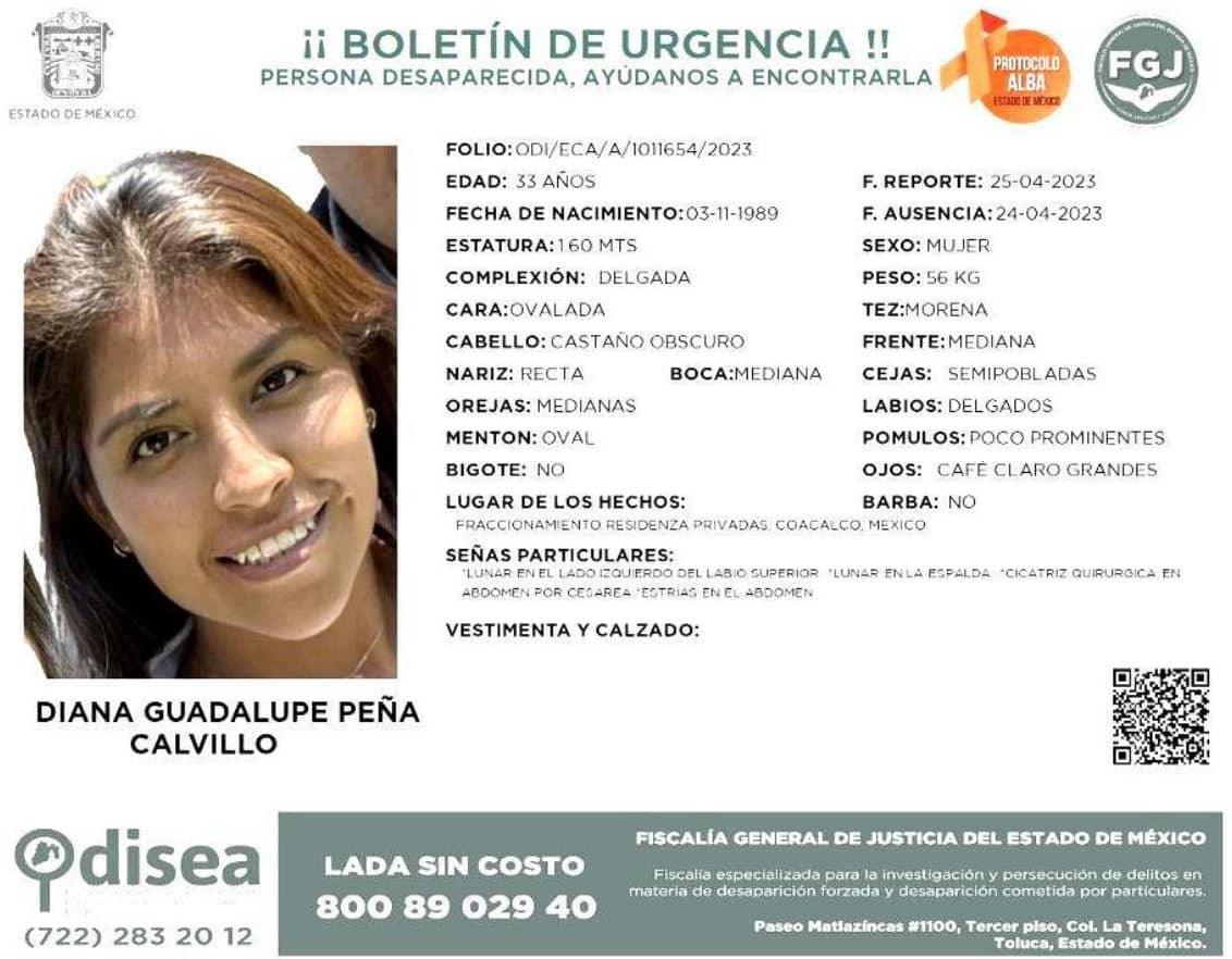 DIANA PEÑA DESAPARECIDA LOCALIZADA CON VIDA redes sociales 2