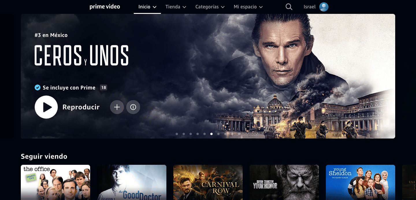 Pantalla de bienvenida Amazon Prime Foto: Captura de Pantalla