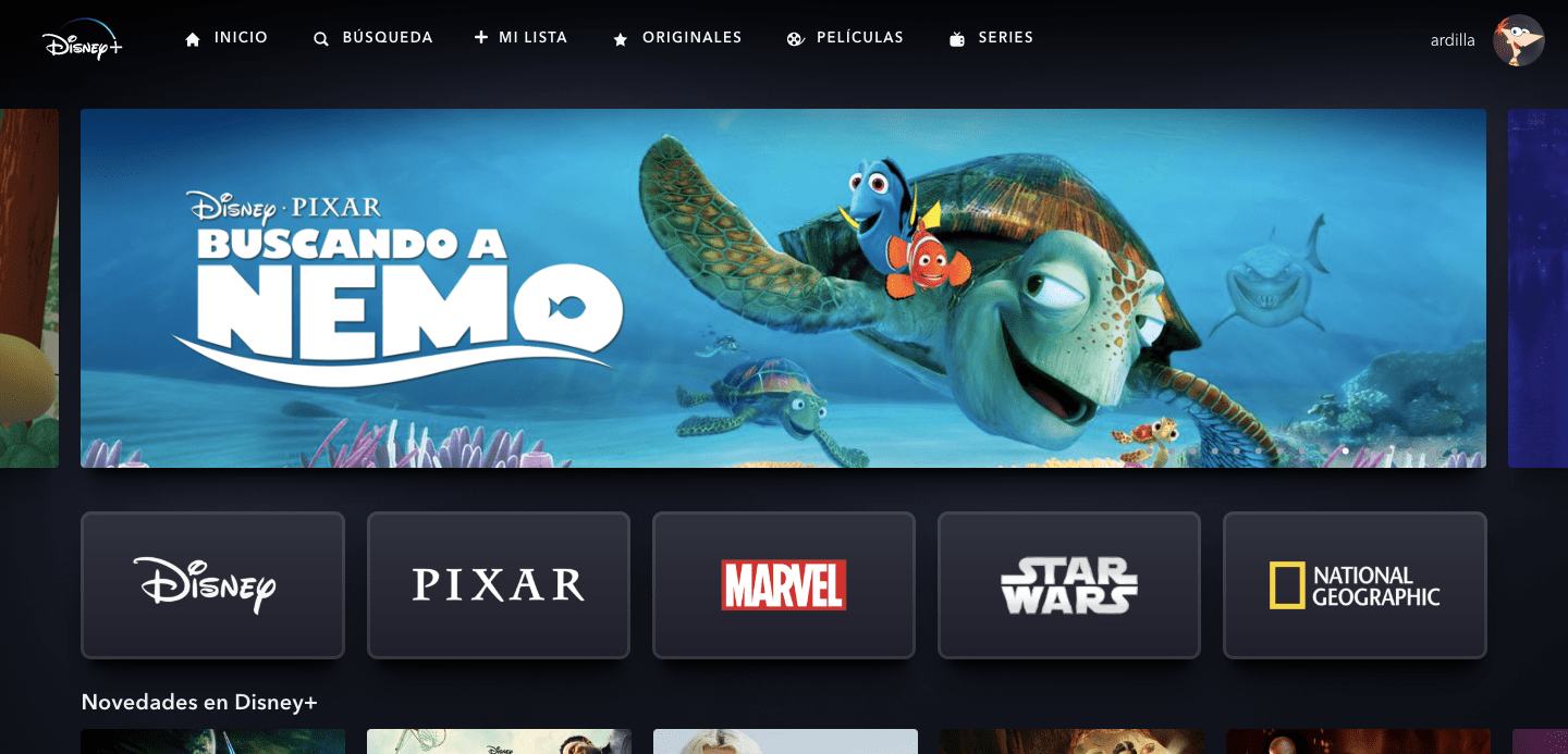 Servicio de Streaming de Disney Foto: Captura de pantalla
