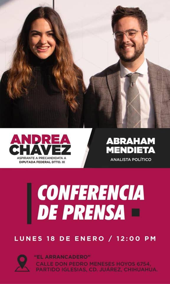 Andrea Chávez y Abraham Mendieta colaboraron durante el pre registro a la diputación federal de Chihuahua.