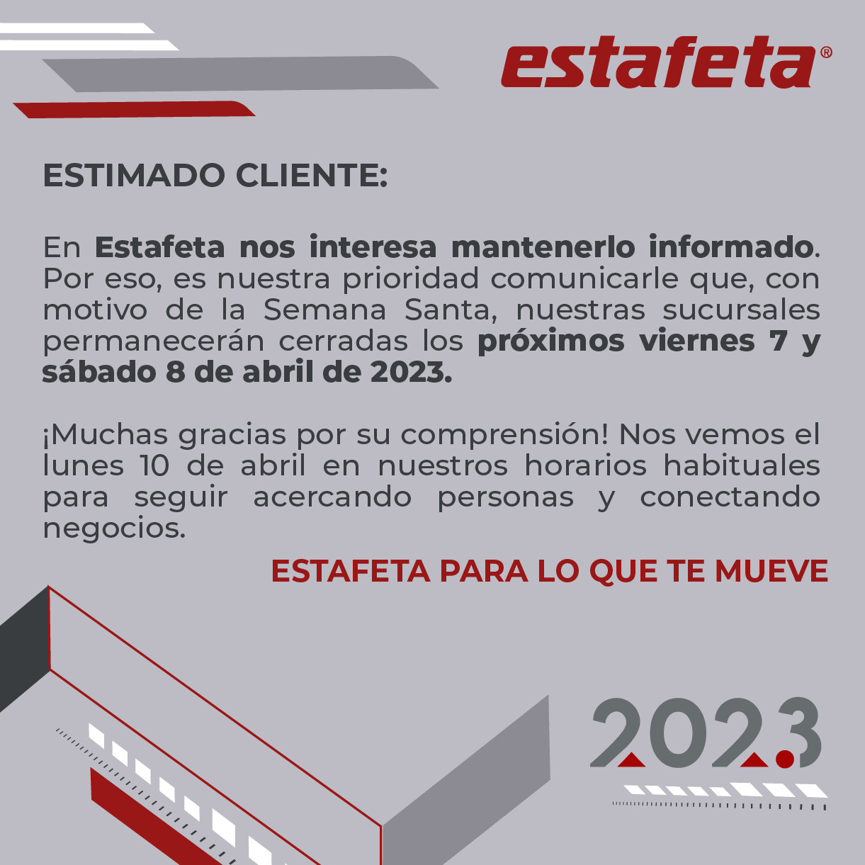 Estafeta trabaja en Semana Santa 2023