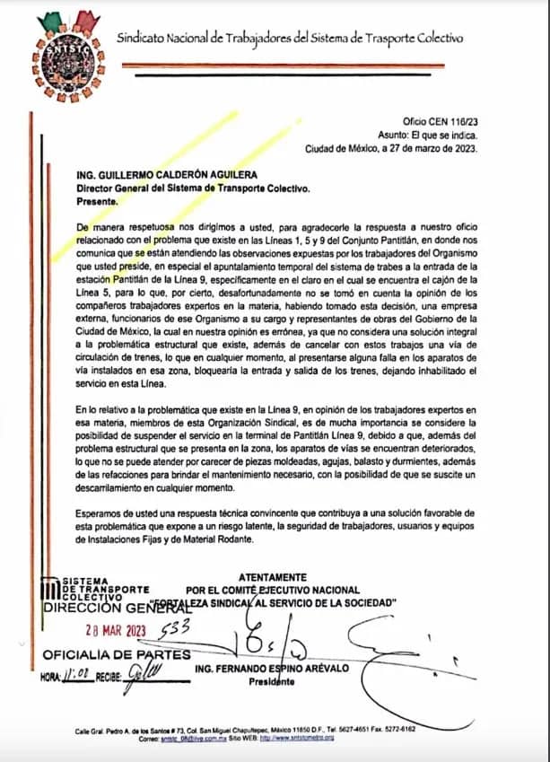 Trabajadores del Metro Pantitlán señalan que la estructura podría estar en pelirgo de derrumbe. FOTO: RRSS