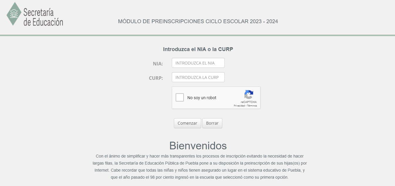 inscripciones SEP Puebla 2023