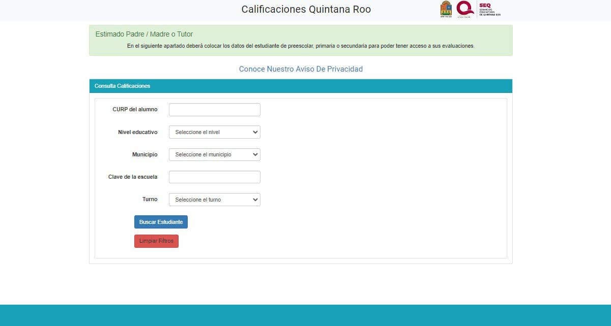 Boleta de calificaciones Quintana Roo 2023