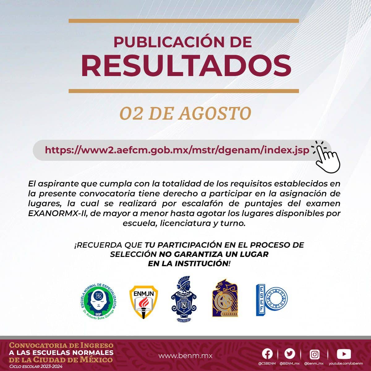 Resultados ESEF 2023 escuelas normales