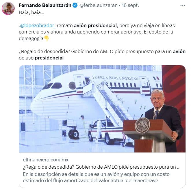 FALSO QUE AMLO VAYA A COMPRAR SEGUNDO AVIÓN PRESIDENCIAL PORTADA 7