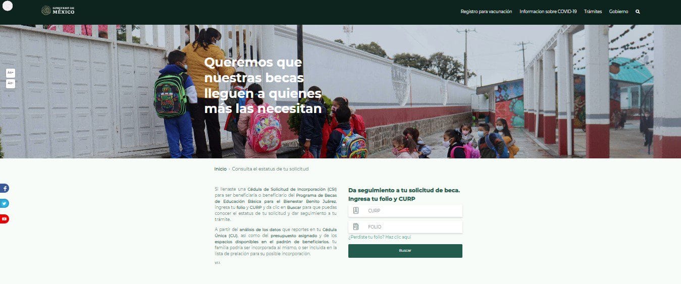 Buscador de folios beca Benito Juárez 2023