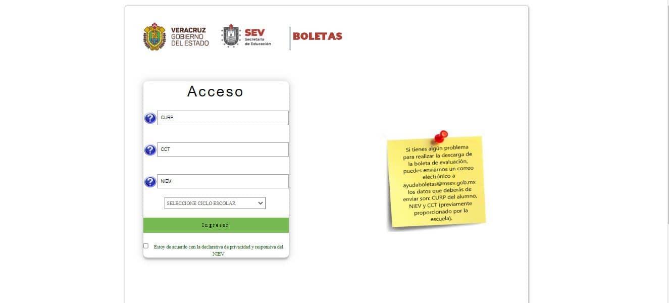 MISEV boleta de calificaciones 2023 primaria secundaria